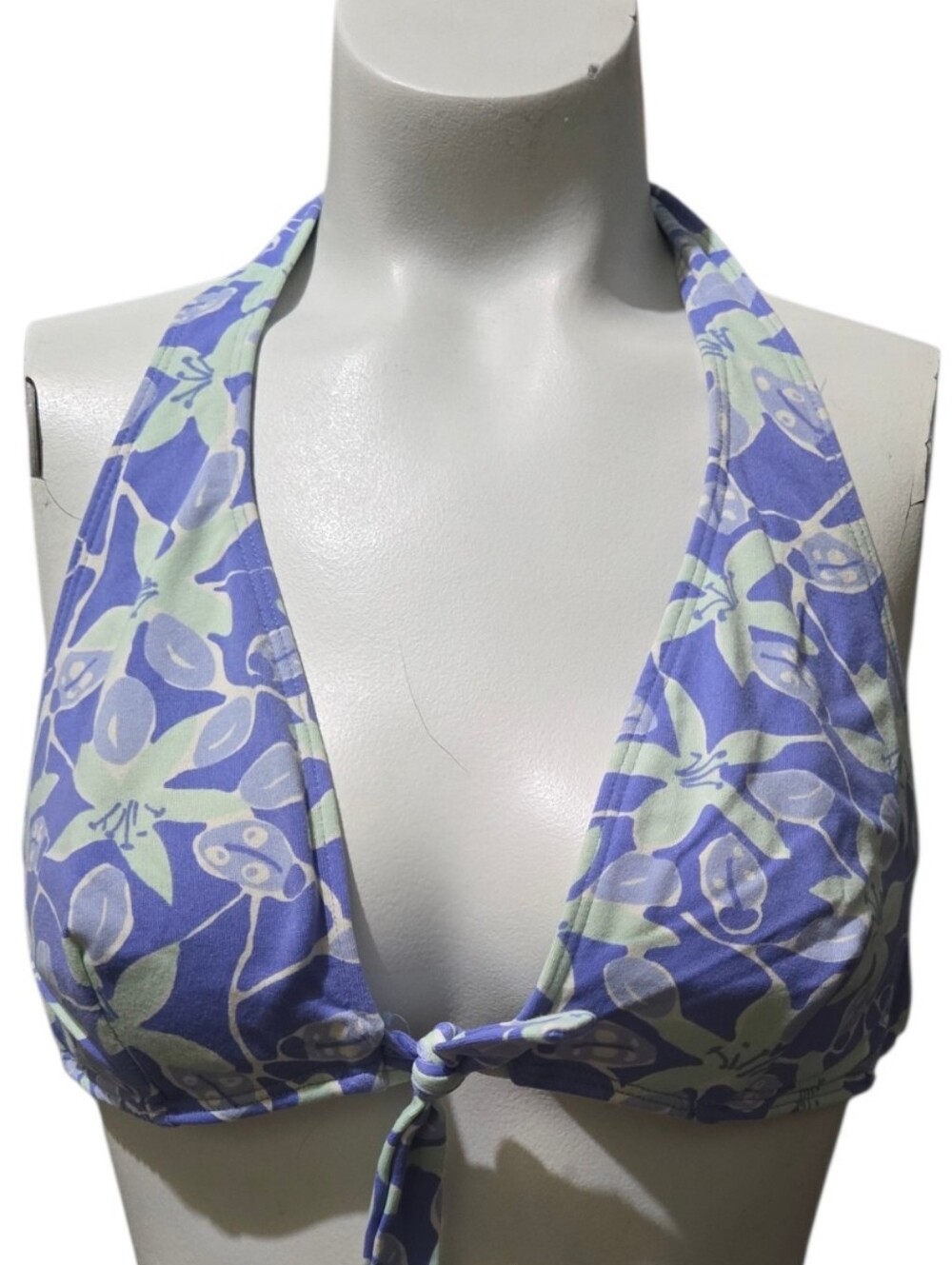 Lilly Pulitzer Ladybug Picnic Halter Bikini Top Women's Size 8 Blue Green Tie